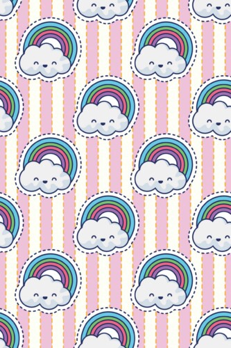 Fancy Walls Pink Rainbow wallpaper for Kids room walls in Cute Kawaii style removable wallpaper.