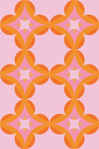 Pattern repeat of Pink retro removable wallpaper design
