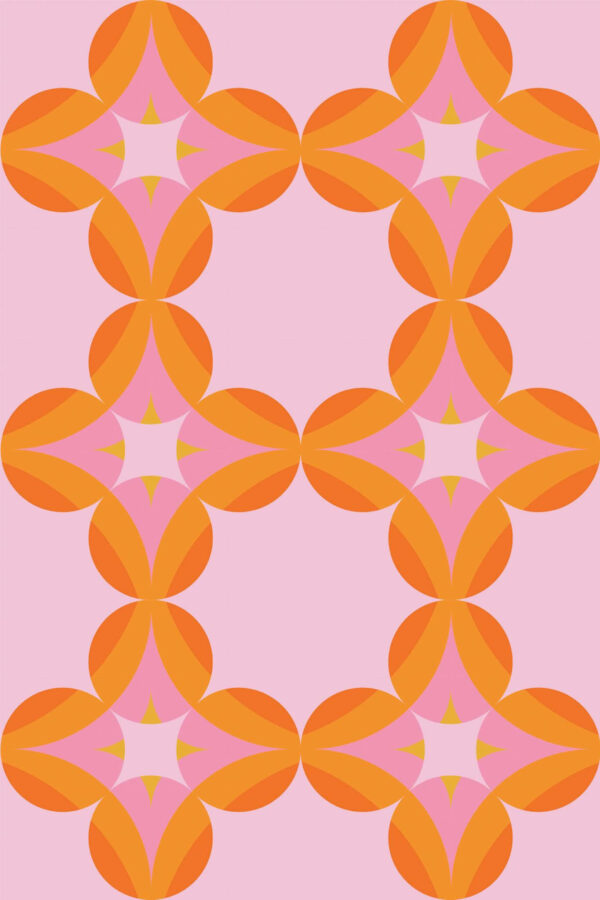 Pattern repeat of Pink retro removable wallpaper design