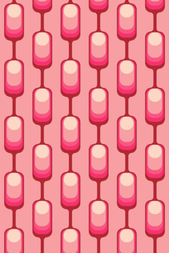 Pattern repeat of Pink retro removable wallpaper design
