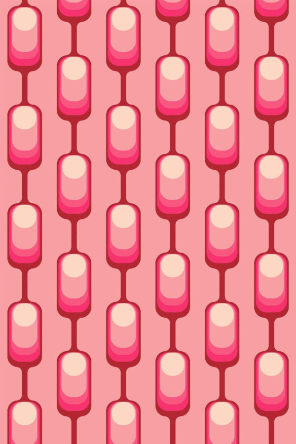 Pattern repeat of Pink retro removable wallpaper design