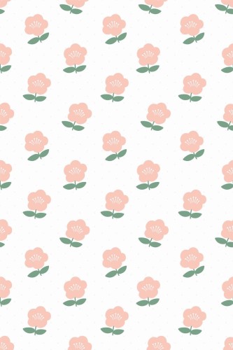 Pattern repeat of Pink scandinavian floral removable wallpaper design