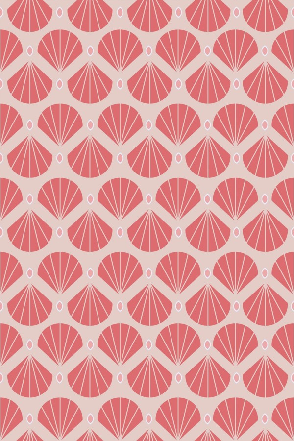 Pattern repeat of Pink shell removable wallpaper design