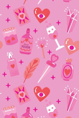 Pattern repeat of Pink Spellbound removable wallpaper design