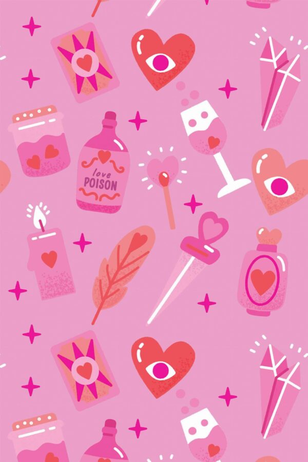 Pattern repeat of Pink Spellbound removable wallpaper design