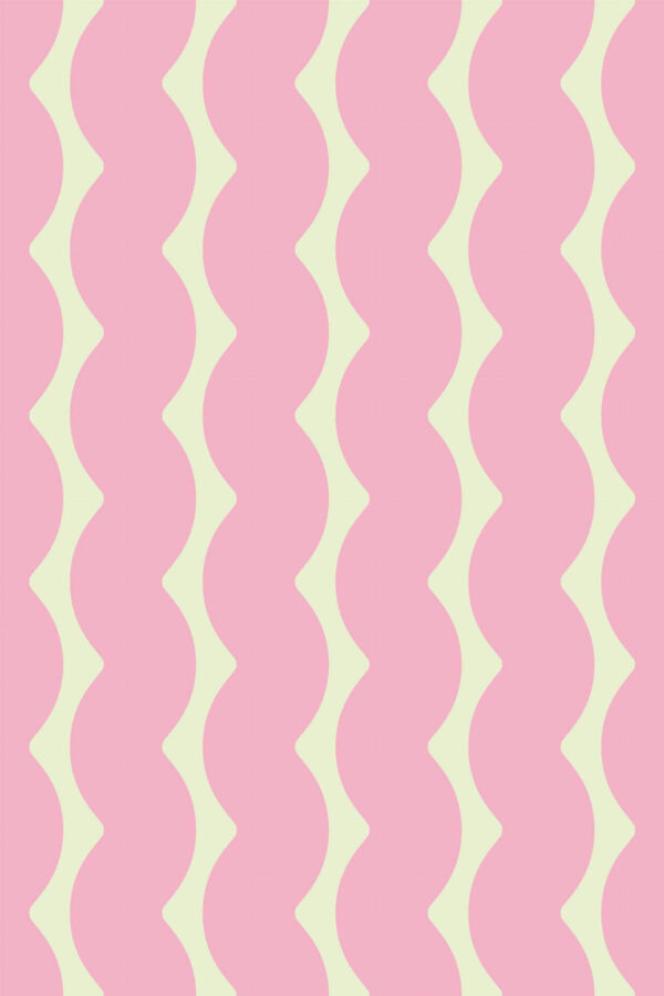 Pattern repeat of Pink waves removable wallpaper design