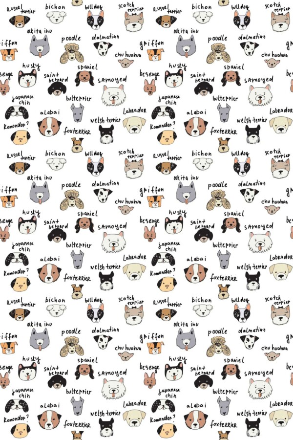 Non-pasted wallpaper with colorful dog pattern by Fancy Walls