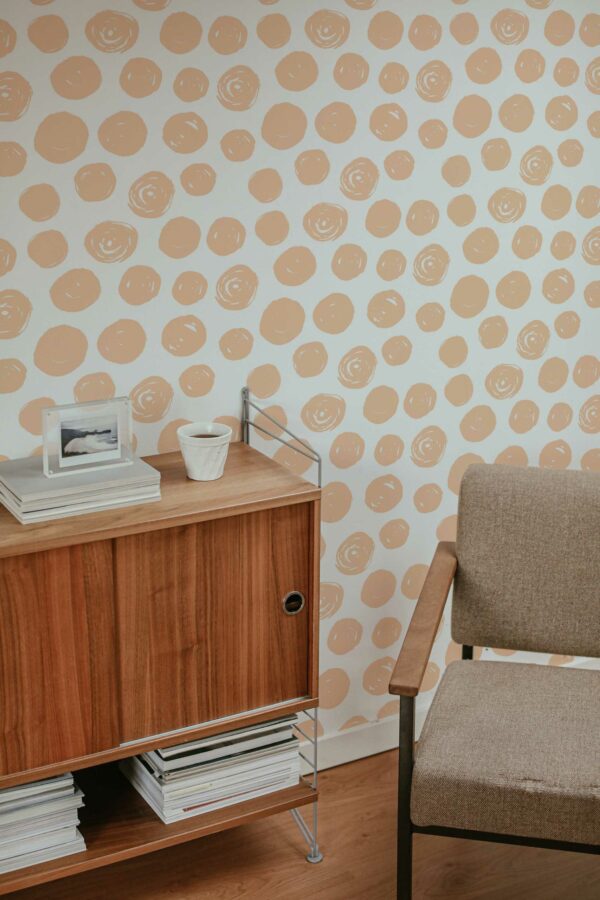 Eclectic Peach Round Brush Stroke Beauty Wallpaper for Walls by Fancy Walls