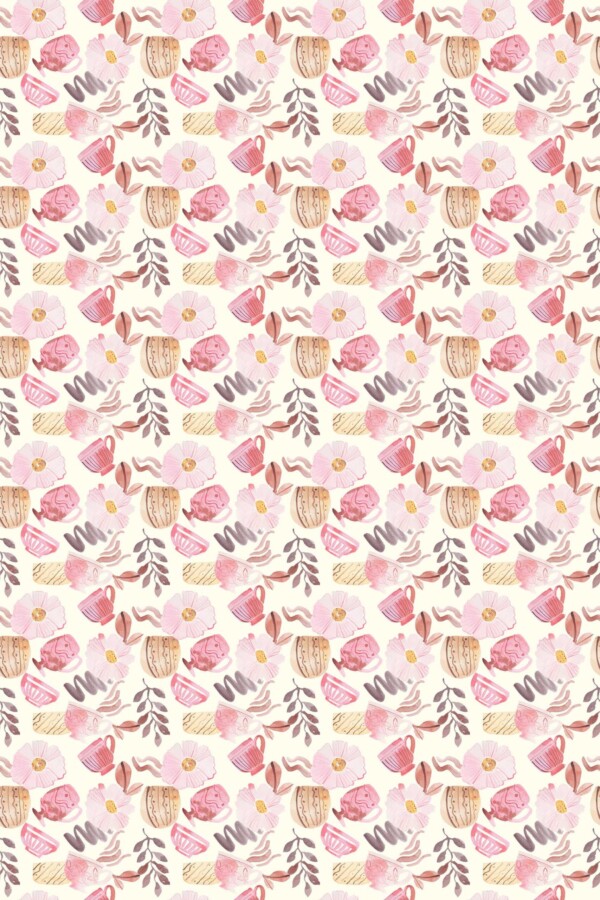 Fancy Walls peel and stick wallpaper with retro floral design