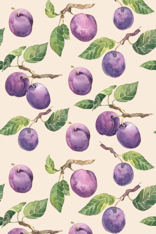 Pattern repeat of Plum removable wallpaper design