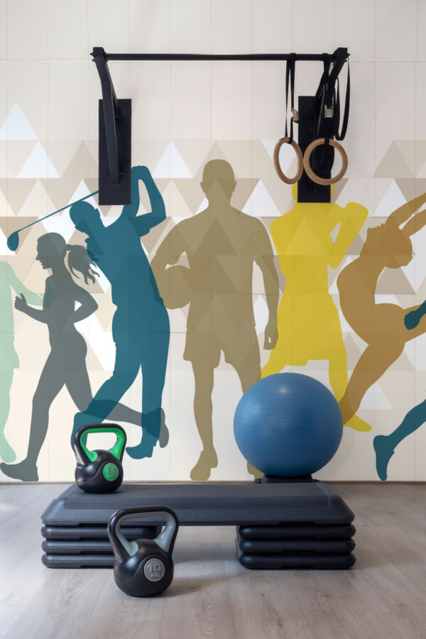 Beige Polygonal Sports Wall Mural