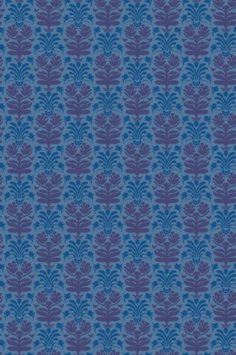 Self-adhesive wallpaper with elegant blue damask pattern by Fancy Walls