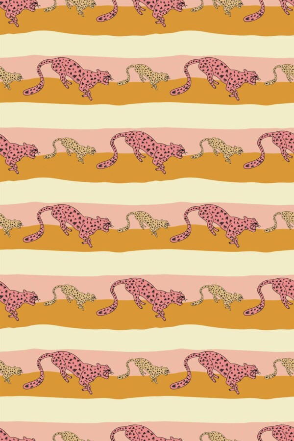 Pattern repeat of Preppy leopard pattern removable wallpaper design