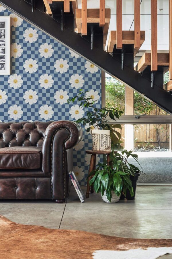 Traditional style entryway decorated with Psychedelic floral peel and stick wallpaper