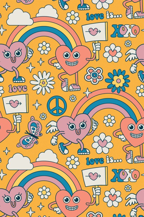 Traditional Psychedelic Orange Fun wallpaper from Fancy Walls