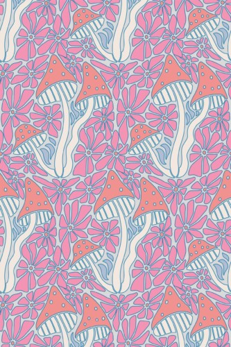 Fancy Walls traditional wallpaper funky magic mushrooms in pink