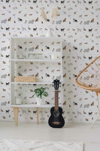 Wallpaper for walls: Vibrant Dog Whimsy from Fancy Walls