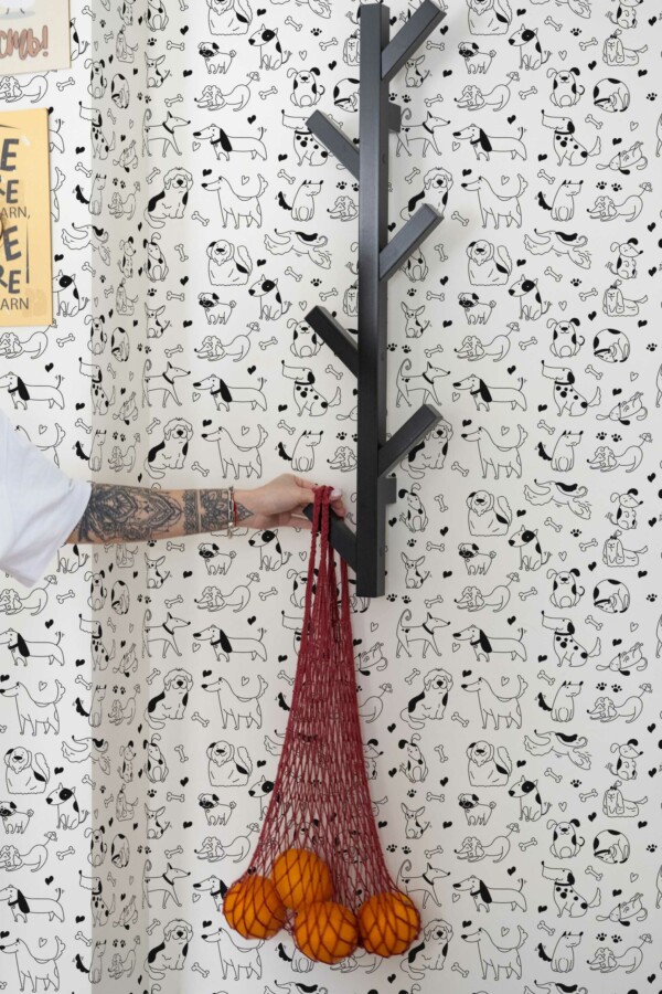 Black and white Dog wallpaper for walls in Novelty style from Fancy Walls