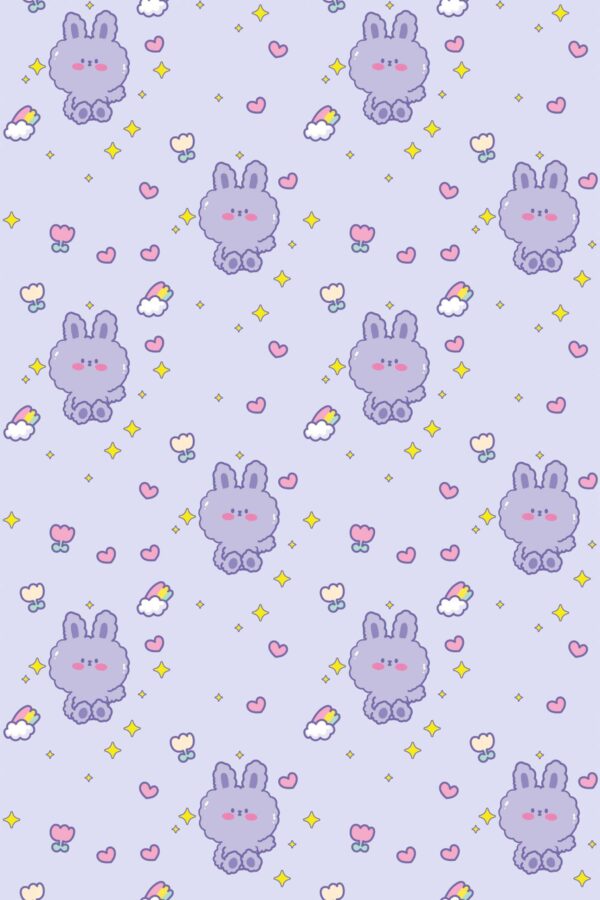 Fancy Walls Purple Animal wallpaper for Kids room walls in Cute Kawaii style traditional wallpaper.