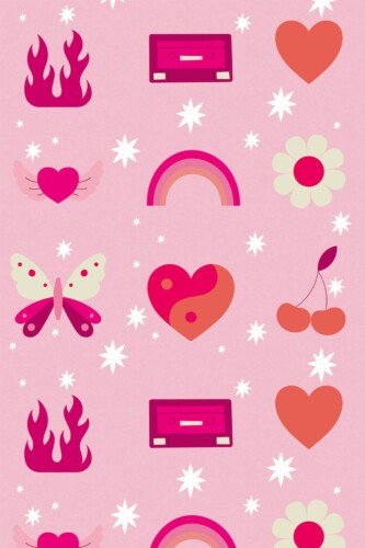 Pattern repeat of Quirky doodle removable wallpaper design
