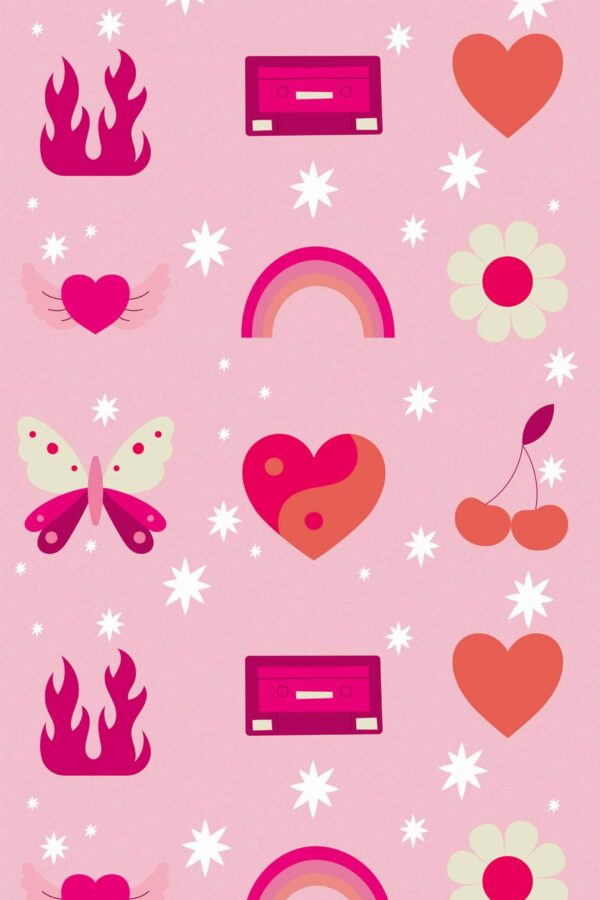 Pattern repeat of Quirky doodle removable wallpaper design