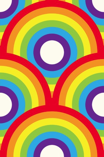 Pattern repeat of Rainbow circles removable wallpaper design