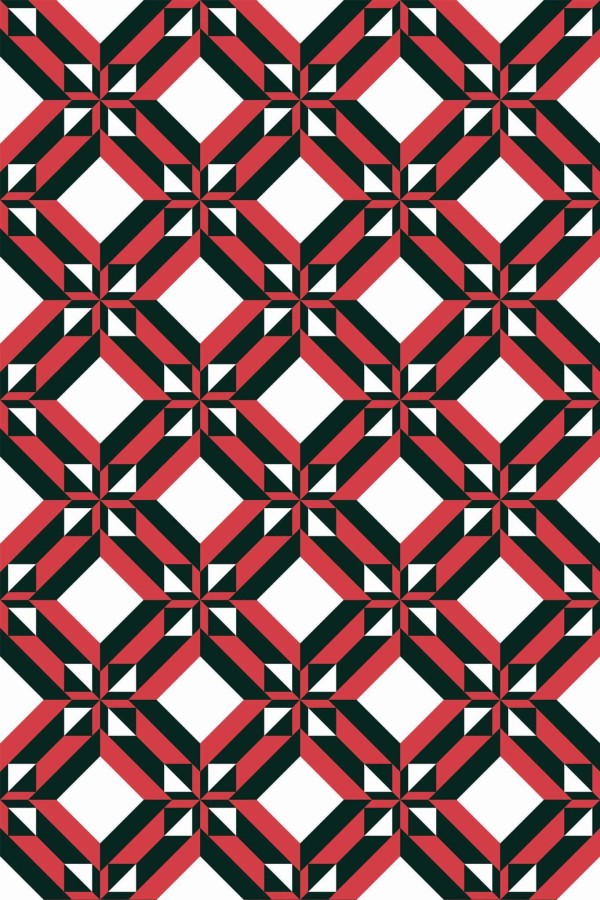 Pattern repeat of Red and black geometric ornament removable wallpaper design