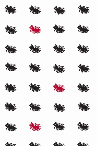 Pattern repeat of Red and black geometric removable wallpaper design