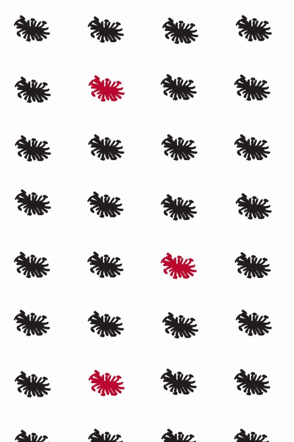 Pattern repeat of Red and black geometric removable wallpaper design