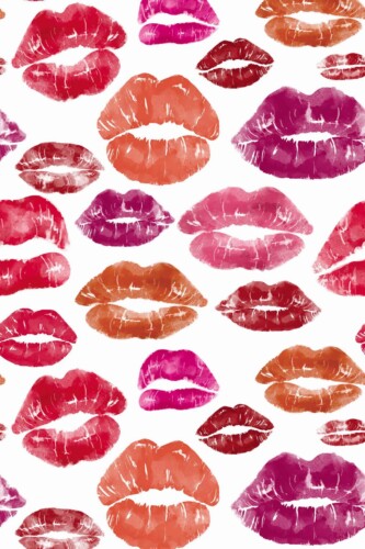 Pattern repeat of Red and pink kiss removable wallpaper design
