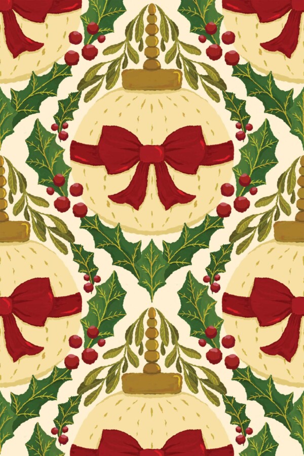Fancy Walls Bows and Bubbles Red Beige traditional wallpaper