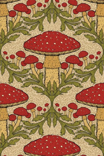Fancy Walls Heritage Mushroom in Red Beige traditional wallpaper