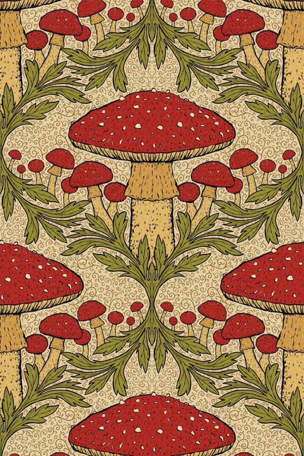 Fancy Walls Heritage Mushroom in Red Beige traditional wallpaper