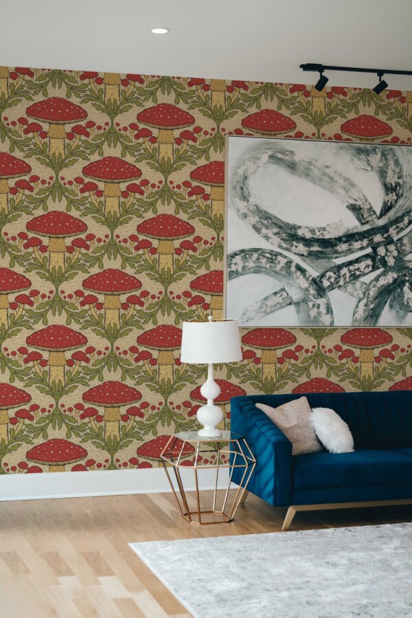 Fancy Walls Heritage Mushroom in Red Beige traditional wallpaper