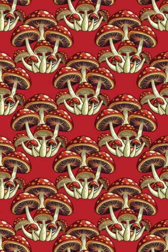 Fancy Walls bold red mushrooms peel and stick wallpaper nature style