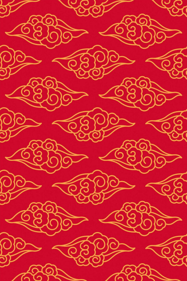 Pattern repeat of Red china pattern removable wallpaper design
