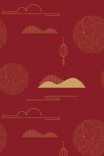 Pattern repeat of Red china removable wallpaper design