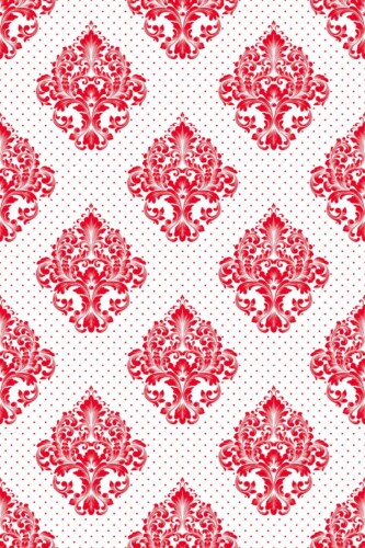 Pattern repeat of Red damask removable wallpaper design