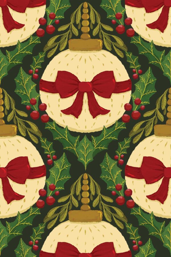 Fancy Walls Bows and Bubbles Red Dark peel and stick wallpaper