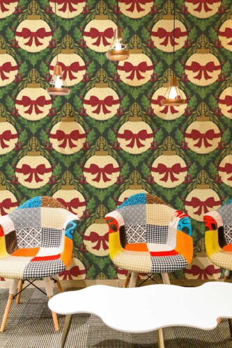 Fancy Walls Bows and Bubbles Red Dark traditional wallpaper