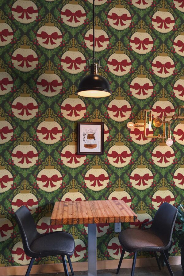 Fancy Walls Bows and Bubbles Red Dark removable wallpaper