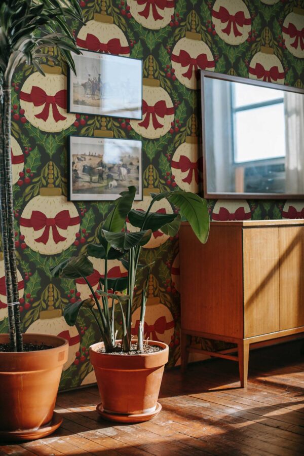 Fancy Walls Bows and Bubbles Red Dark self-adhesive wallpaper