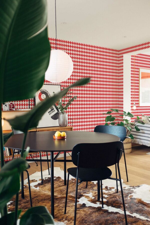 Unpasted wallpaper with red festive pattern perfect for any room by Fancy Walls
