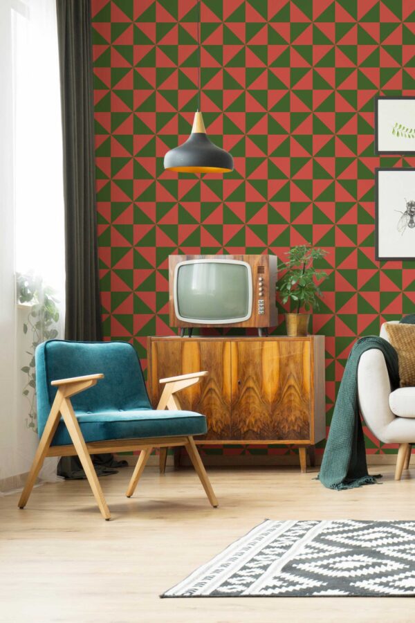 Fancy Walls Red and Green Triangles removable wallpaper