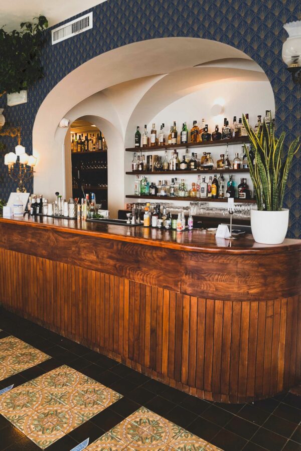 Fancy Walls peel and stick wallpaper featuring Classic Art Deco in blue