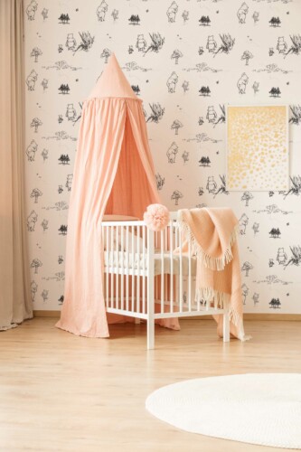 Traditional Wallpaper with Charcoal Forest Friends Journey Pattern from Fancy Walls