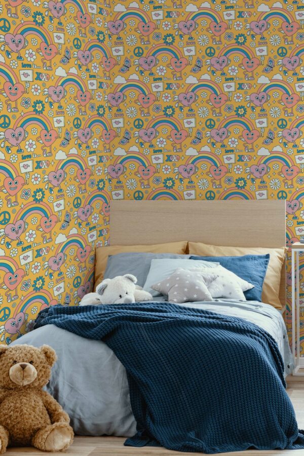 Unpasted Psychedelic Fun Orange wallpaper by Fancy Walls