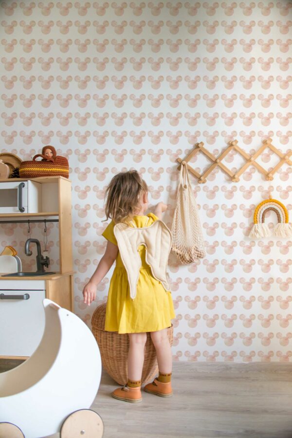 Traditional Wallpaper with Tangerine Mousy Sketch Pattern from Fancy Walls