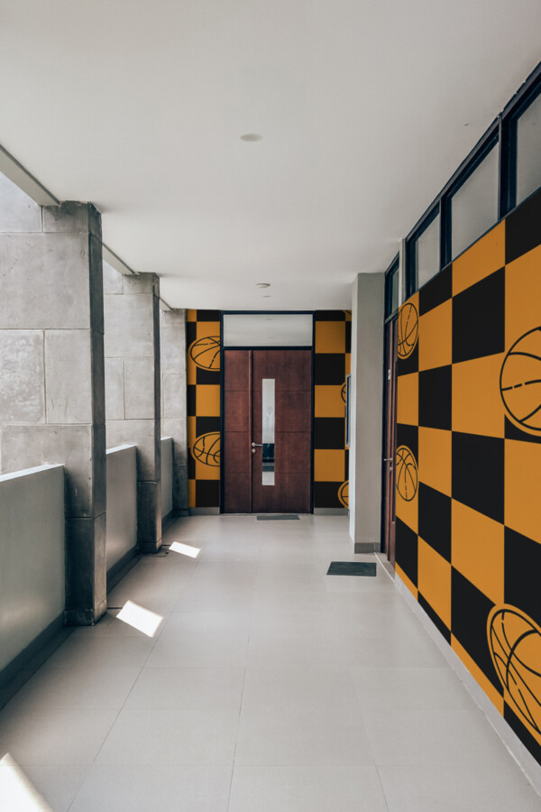 Fancy Walls basketball wallpaper mural for game rooms.