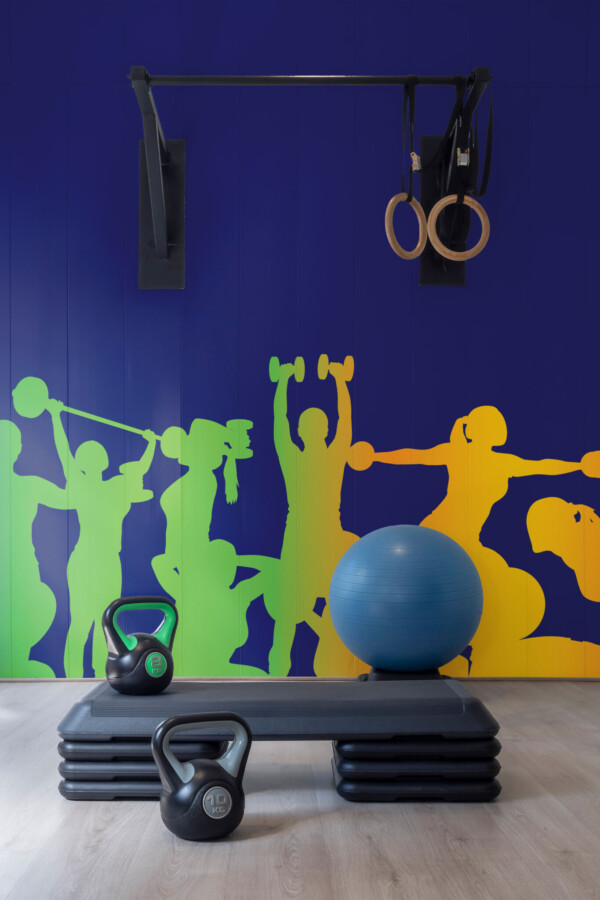 Fancy Walls colorful sports wallpaper mural for game rooms.